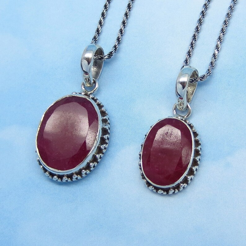 Choice Of Genuine Ruby Pendant Or Necklace Oval Large - Genuine Ruby Pendants Choice Of Genuine Ruby Pendant Or Necklace Oval Large - Genuine Ruby Pendants