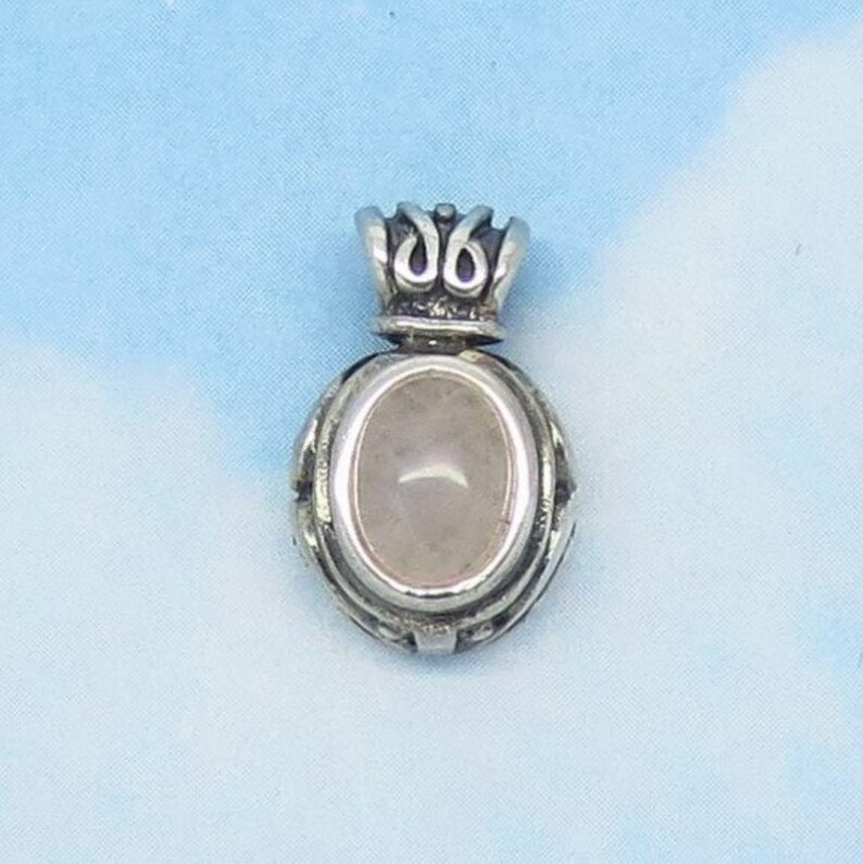 Boho Bali Victorian Filigree Design Tiny Natural Rose Quartz Pendant Genuine Rose Quartz 925 Sterling Silver Small Minimalist