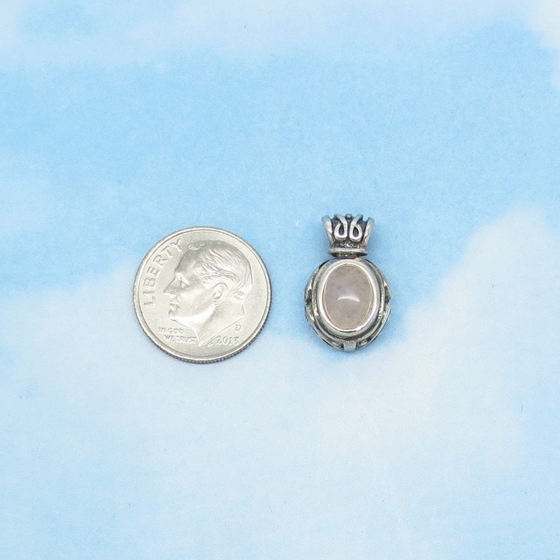 Boho Bali Victorian Filigree Design Tiny Natural Rose Quartz Pendant Genuine Rose Quartz 925 Sterling Silver Small Minimalist