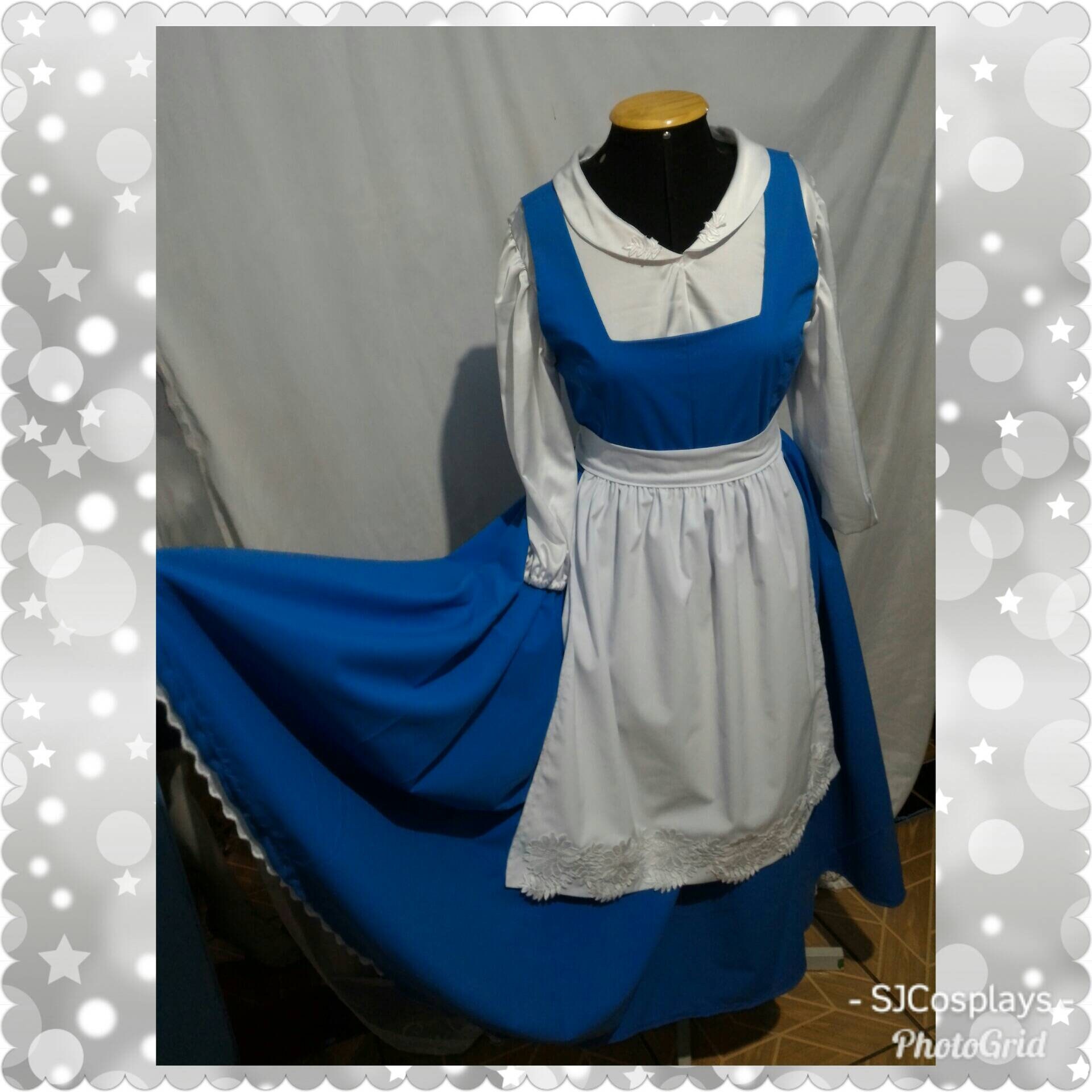 Cosplay Belle Princess Adult Village Dress Bluethe Beauty and - Etsy