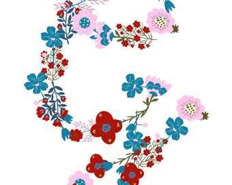 Floral "G" Monogram Print