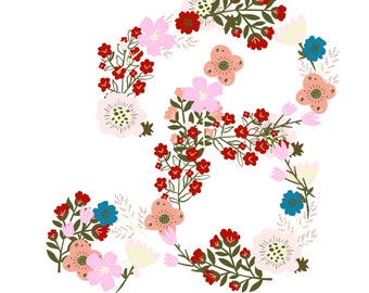 Floral "B" Monogram Print