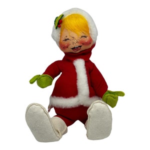 1980 Annalee Mobilitee Doll Christmas Girl Posable Holiday Decoration 20&#39;&#39; USA