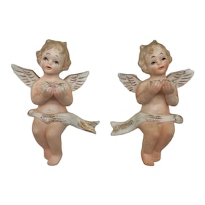 Rare Vintage Set Of 2 Lefton Cherub Figurines Porcelain 2476S Japan 3.5” Tall