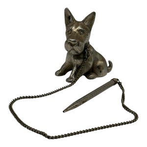 Vintage Metal Scotty Dog Desk Set ~ Paperweight & Mechanical Pencil ~ Japan
