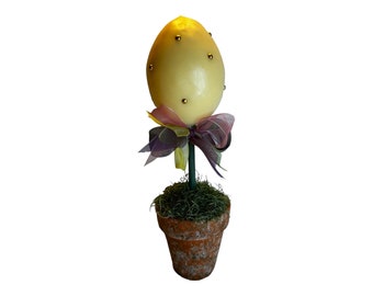 Vintage Wax Studded Easter Egg Potted Topiary Tree Easter Table Top Mantel Decor