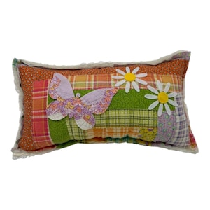 NEW Handmade Butterfly & Flowers Pillow Vintage Quilt Chenille Bedspread