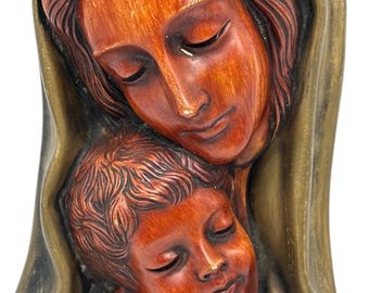 VTG Goldscheider Achatit Germany Madonna Mother Child Wall Plaque