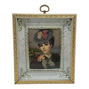 VTG Victorian Colette Framed Shadow Box Picture Roses Gold French Provincial