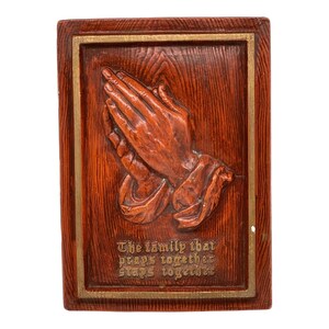The Family That Prays Together Stays Together Praying Hands Chalkware Plaque