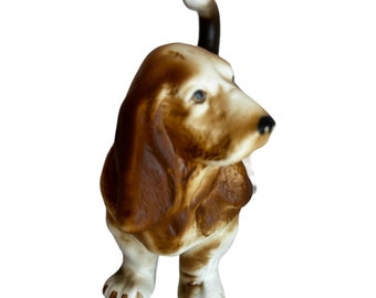 ヴィンテージ バセットハウンド 陶器製犬置物 愛らしい 1960 年代