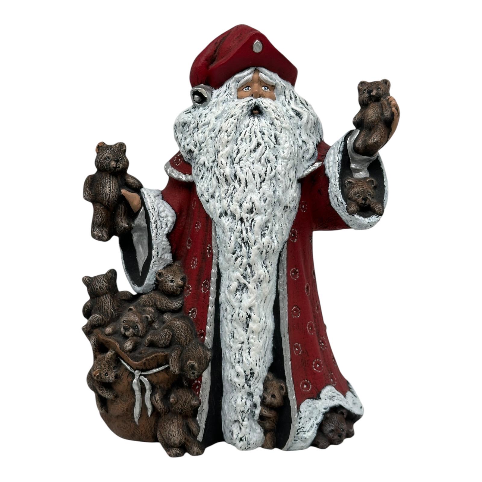Père Noël Vintage Céramique 1997, Boîte à Bijoux Avec Cerf, Fabrication USA