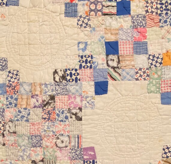 Vintage Cutter Quilt Piece 15 X 15 Feed Sack Fabrics Blue Etsy