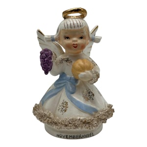 VTG Lefton November Angel with Spaghetti Trim holding Grapes Pumpkin AR1987