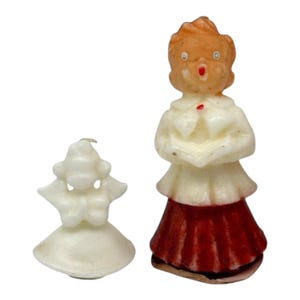 2 vintage Gurley Tavern-kerstkaarsen uit de jaren 50: 1 engel en 1 koorjongen
