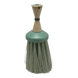 Vintage Blue Green Aqua Wooden Clothing Brush Vintage Crum Sweeper Bejeweled 6”T