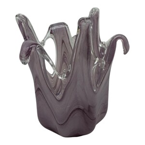 Murano Style 7&quot; Lavender Art Glass Vase / Candle Holder  Hand Blown