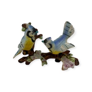 Vintage Hand Painted Artmark Originals  Blue Jays On A Branch  Japan  3” Tall