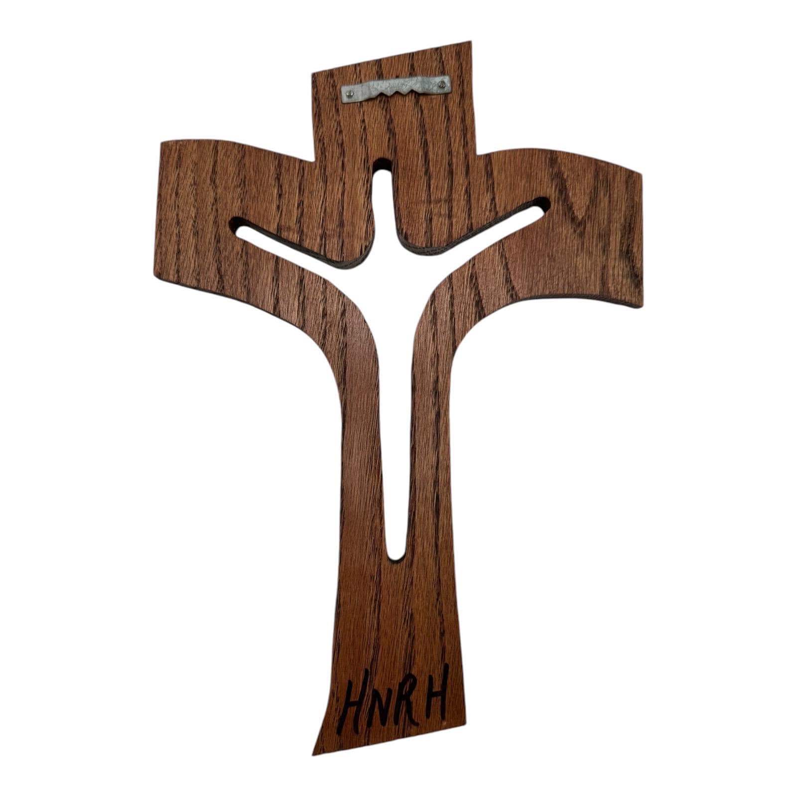 ヴィンテージ ハンドクラフト 切り抜き イエス 木製 オーク 十字架
