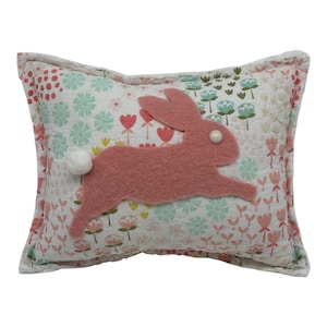 NEW Handmade Leaping Bunny Pillow Vintage Quilt Chenille Bedspread  Easter Fun!!