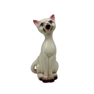 Vintage UCGC Ceramic Sitting Tall Siamese Cat Figurine  Japan  9.5” Tall