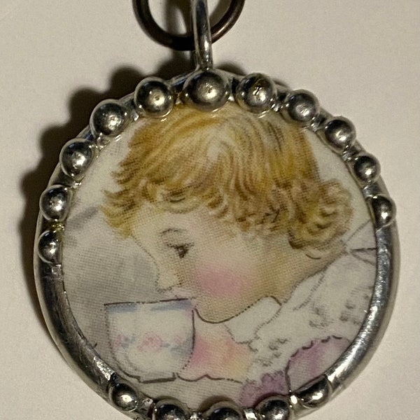 Vintage Young Girl Broken China Jewelry Pendant Quartz S Silver Watch 3.5” Long