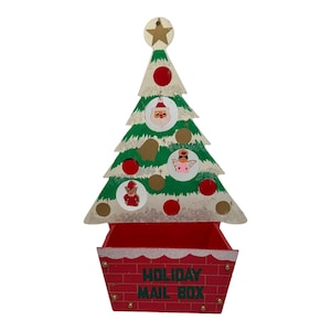 Porte-cartes de Noël vintage en bois à accrocher au mur ~ Kitsch ~ Fantaisie ~ 15 po. de haut