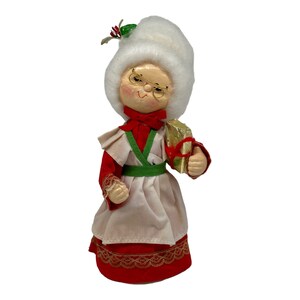 Vintage Mrs Santa Claus Christmas Figurine 10.5” Paper Mache Cardboard 1970’s