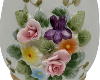 【返品交換不可】 Painted Hand China Lefton Vintage Egg Raised 3D W/ Vase トップス