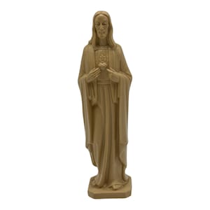 Vintage Sacred Heart of Jesus Statue Figure Devotional Shrine Altar Plastic 6&quot;