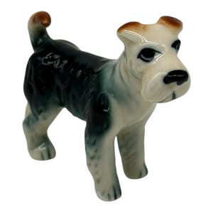 Vintage Mini Terrier Scottie Dog Figurine Porcelain  Black And White Color  2” T