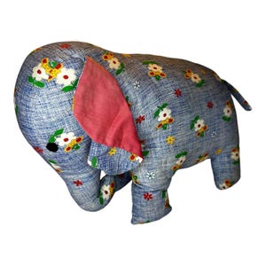 Vintage retro olifant handgemaakte pluche knuffeldier kinderkamer speelgoed decor 9"T