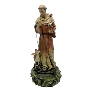 Vintage Roman Joseph Studio St. Francis Birdfeeder Garden Statue 12.5&quot; W/Rosary