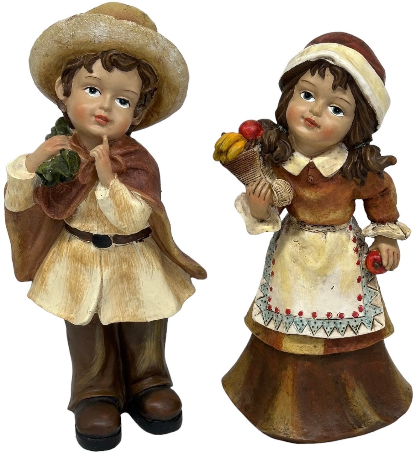 Vintage Tii Collections H7356 Resin Pilgrim Boy & Girl Figurine