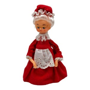 Vintage Mrs Santa Claus Christmas Figurine 9” Doll  Cardboard Cone Topper 1970’s
