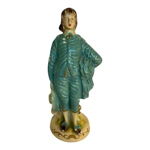 Vintage Chalkware Figurine Statue Man Dressed Victorian  Colonial  Shabby  10.5”