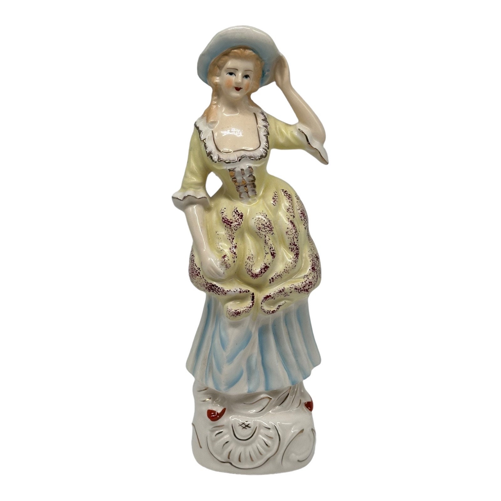 Vintage Ucagco Ceramic Lady in Hat W/feather Figurine Japan