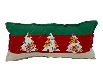 NEUES handgemachtes Feiertags-Weihnachtsbäume-Kissen Vintage Quilt altes Chenille