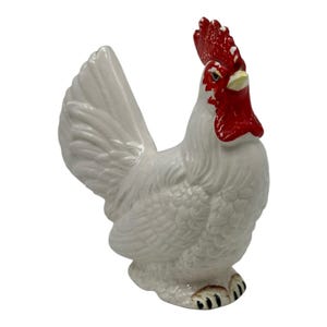 Vintage Tilso Japan White Rooster Chicken Hen Figurine  Farmhouse Decor  6” Tall
