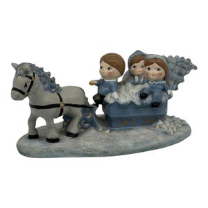 Vintage Byron Mold Christmas Horse Drawn Sleigh Children Tree  Music Box