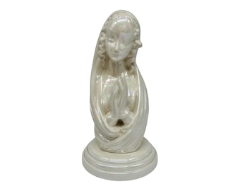 Vintage Blessed Virgin Mary Madonna Bust~11.5” Tall~Iridescent Ivory~Beautiful