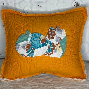 NEW Handmade Pumpkins Pillow Tuck Vintage Quilt  Chenille Bedspread Autumn Fall Halloween Decor
