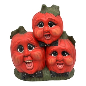 Vintage Ceramic Pumpkins Mold Anthropomorphic Jack-O-Lanterns Halloween Fall