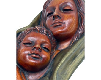 VTG Goldscheider Achatit Germany Madonna Mother Child Wall Plaque