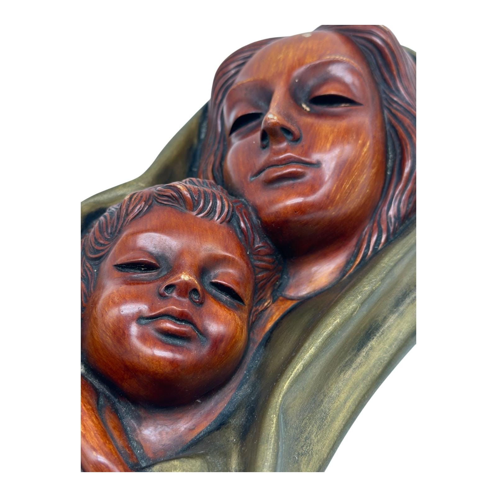VTG Goldscheider Achatit Germany Madonna Mother Child Wall Plaque