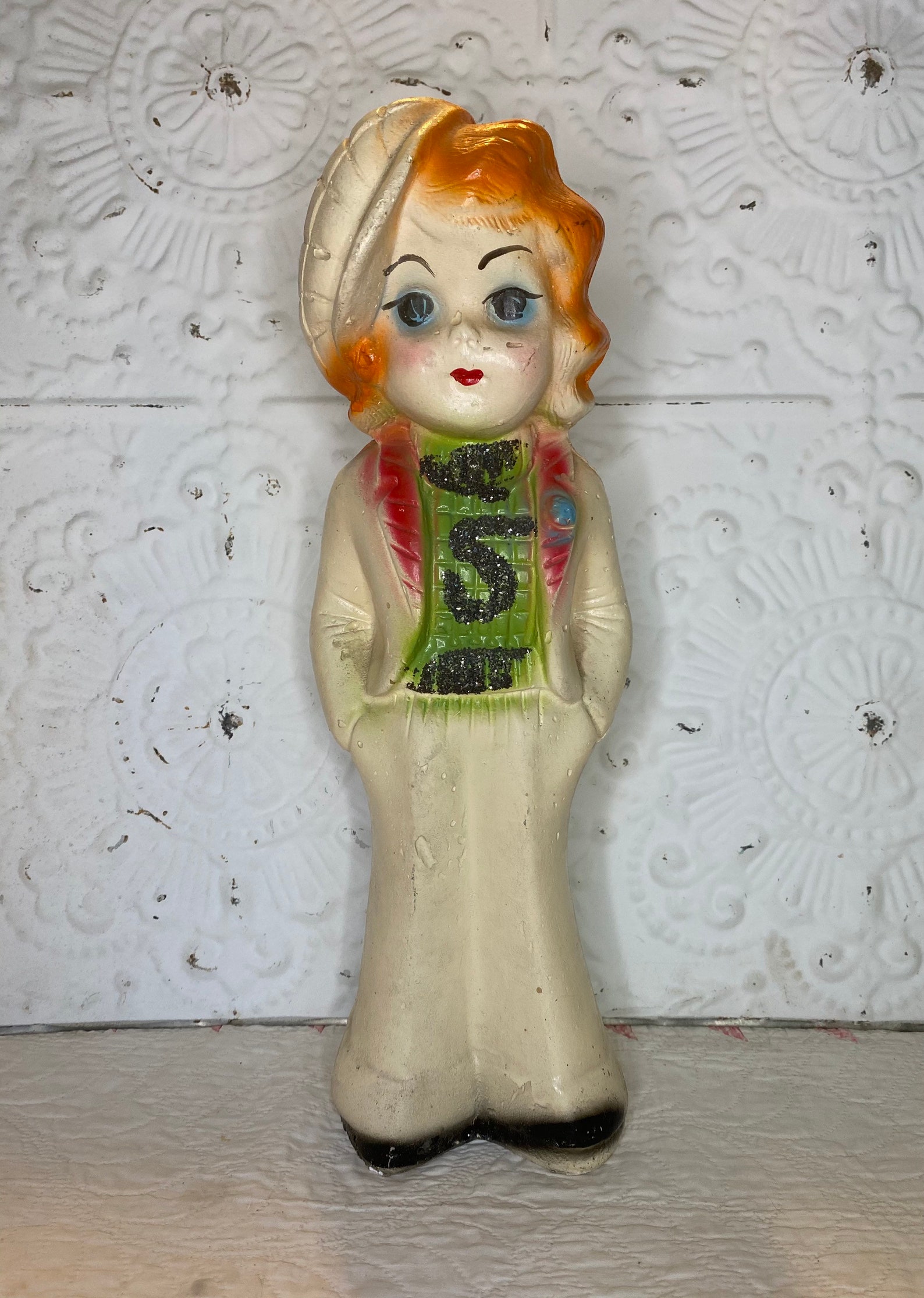 Rare Vintage Chalkware Flapper Girl Statue Figurine 15 Etsy