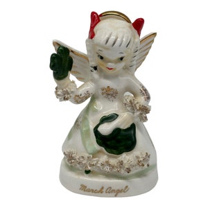 Vintage Napco March Girl Angel  1956  Foil Sticker  #A1363 St Patrick’s Figurine