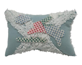 NEUE Handgemachte Osterhasen Kissen Vintage Chenille Tagesdecke So Cute.