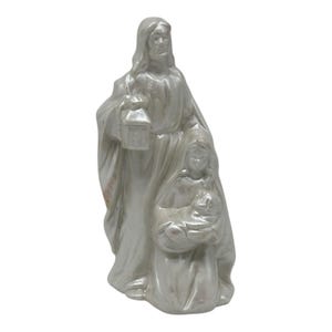 Vintage Pearlized Ceramic Figure Nativity Holy Family Mary Joseph Baby Jesus 8”T