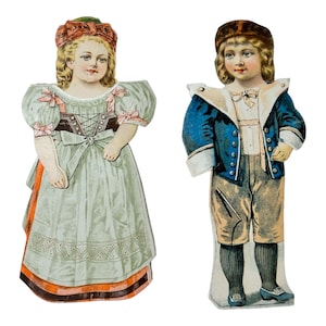 German Girl & Boy Clark’s ONT Spool Cotton Dolls of All Nations 1890 Paper Doll